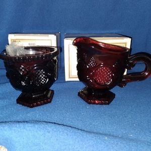 Vintage Avon 1876 Cape Cod Collection Sugar Bowl & Creamer Set Candle and Sachet